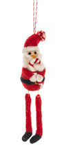 Load image into Gallery viewer, Wool Santa w/ Dangle Leg Ornaments (3pc) by Ganz MX189839