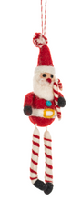 Load image into Gallery viewer, Wool Santa w/ Dangle Leg Ornaments (3pc) by Ganz MX189839