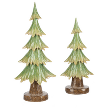 Load image into Gallery viewer, Carved Green Tree Set (2pc set) by Ganz MX192760