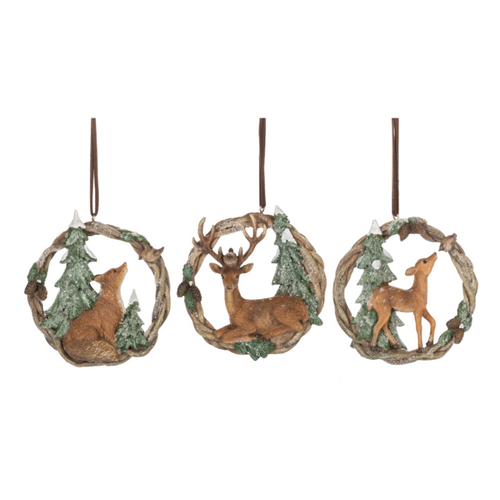 Woodland Animal in Wreath Ornaments by Ganz MX193063