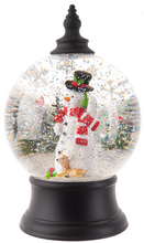 Load image into Gallery viewer, LED Light Up Rotating Shimmer Snowman Scene Globe by Ganz MX194090