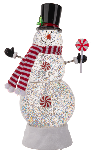 LED Light Up Shimmmer Peppermint Snowman Figurine by Ganz MX194105
