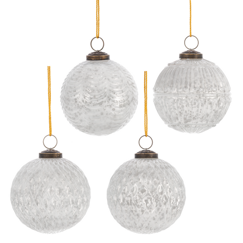 Textured White Kugel Ball Ornaments by Ganz MX194167