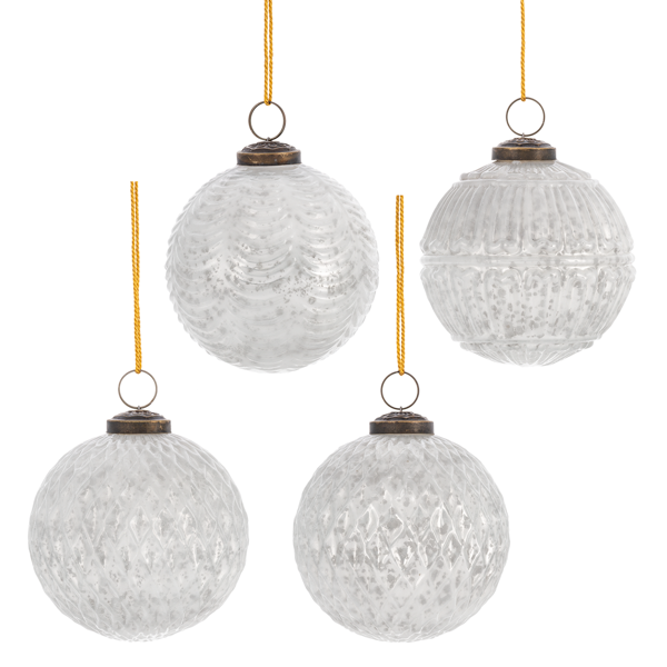 Textured White Kugel Ball Ornaments by Ganz MX194167