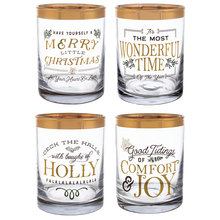 Load image into Gallery viewer, Holiday Messages Low Ball Glasses (4pc ppk) by Ganz MX194422