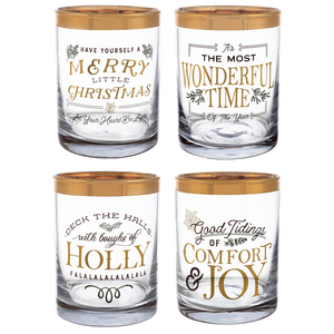 Holiday Messages Low Ball Glasses (4pc ppk) by Ganz MX194422