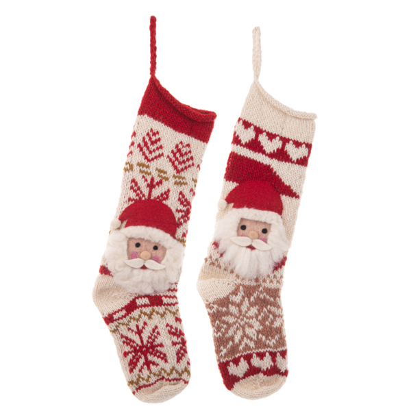 Knitted Santa Stockings (2pc ppk) by Ganz MX194469