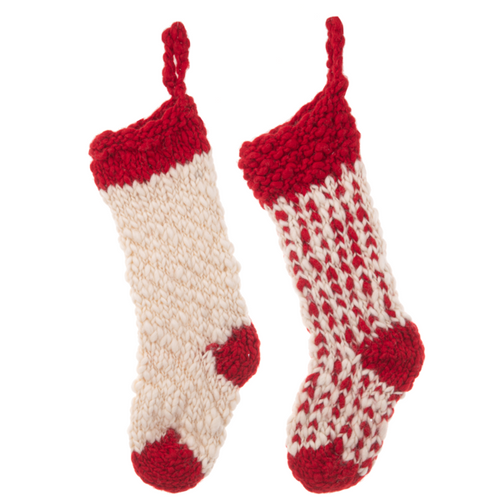 Crochet Red & White Stockings (2pc ppk) by Ganz MX194477