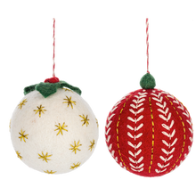 Load image into Gallery viewer, Embroidered Scandi Ball Ornaments 4pk by Ganz MX194489