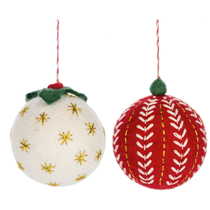 Embroidered Scandi Ball Ornaments 4pk by Ganz MX194489