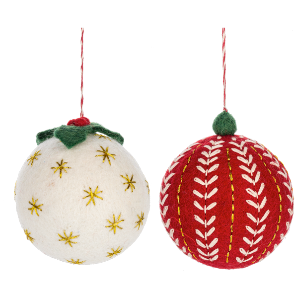 Embroidered Scandi Ball Ornaments 4pk by Ganz MX194489