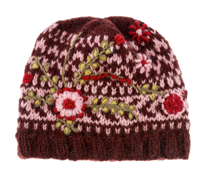 Knit Embroidered Floral Winter Hats by Ganz MX194498