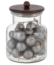 Load image into Gallery viewer, Silver Glitter Ball Ornaments in a Glass Jar (30 pk) by Ganz MX196587