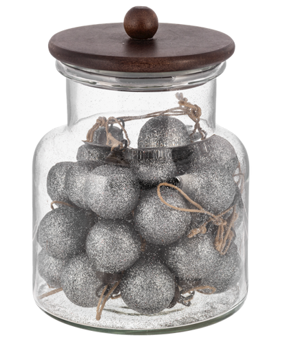 Silver Glitter Ball Ornaments in a Glass Jar (30 pk) by Ganz MX196587