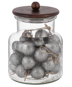 Silver Glitter Ball Ornaments in a Glass Jar (30 pk) by Ganz MX196587