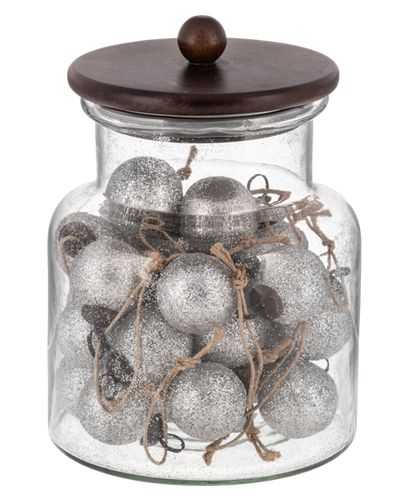 White Glitter Ball Ornaments in a Glass Jar (30pc ppk) by Ganz MX196588
