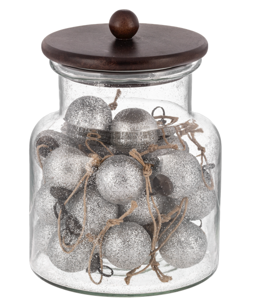 White Glitter Ball Ornaments in a Glass Jar (30pc ppk) by Ganz MX196588