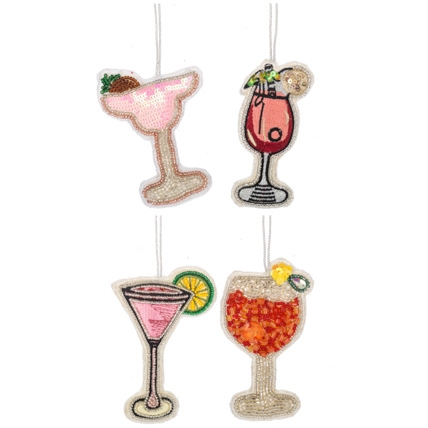 Embroidered Holiday Drink Ornaments by Ganz MX197057