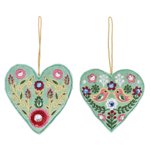 Load image into Gallery viewer, Embroidered Heart Ornaments by Ganz MX197097