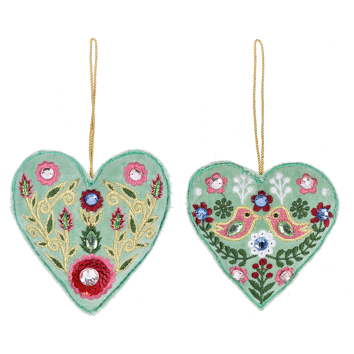 Embroidered Heart Ornaments by Ganz MX197097