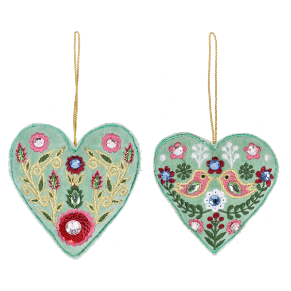 Embroidered Heart Ornaments by Ganz MX197097