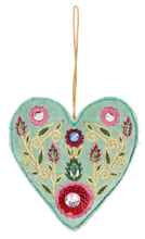 Load image into Gallery viewer, Embroidered Heart Ornaments by Ganz MX197097