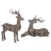 Load image into Gallery viewer, Antique Deer 2pc Set w/ Scroll Pattern Figurine Set by Ganz MX197295
