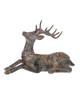 Antique Deer 2pc Set w/ Scroll Pattern Figurine Set by Ganz MX197295
