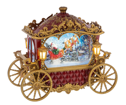 LED Light Up Shimmer Carriage w/ Santa Figurine by Ganz MX197655