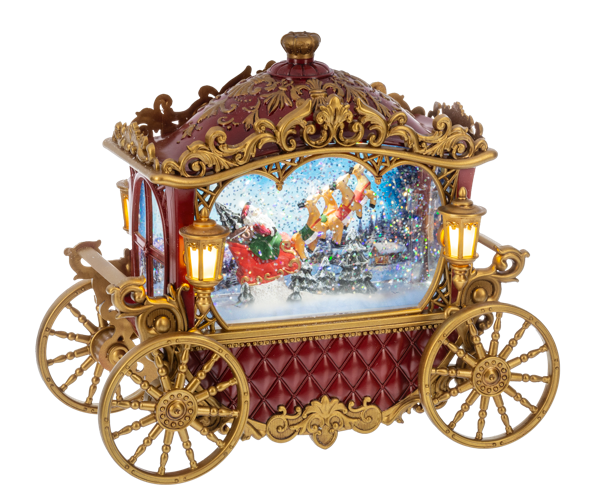 LED Light Up Shimmer Carriage w/ Santa Figurine by Ganz MX197655
