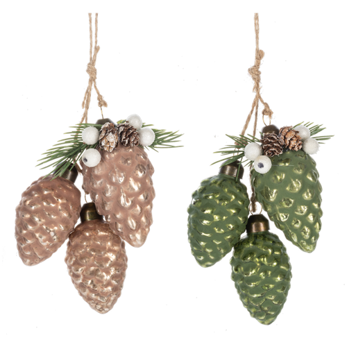 Frosted Pinecone Cluster Ornaments by Ganz MX199574