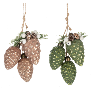 Frosted Pinecone Cluster Ornaments by Ganz MX199574