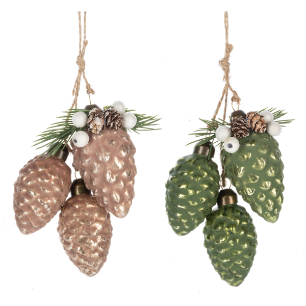 Frosted Pinecone Cluster Ornaments by Ganz MX199574