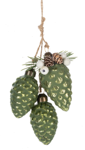 Frosted Pinecone Cluster Ornaments by Ganz MX199574