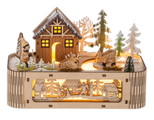 Load image into Gallery viewer, LED Light Up Laser-Cut Village Scene Music Box by Ganz MX199964