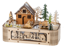 Load image into Gallery viewer, LED Light Up Laser-Cut Village Scene Music Box by Ganz MX199964