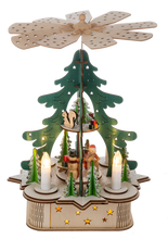 Load image into Gallery viewer, LED Light Up Laser-Cut Rotating Pyramid Scene Music Box by Ganz MX200109