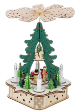 Load image into Gallery viewer, LED Light Up Laser-Cut Rotating Pyramid Scene Music Box by Ganz MX200109