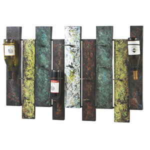 Offset Panel Nine Wine Bottle Wall Holder by Ganz 10159