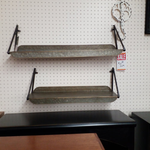 Hanging Galvanized Wall Shelf (Set of 2) by Ganz 145084 Discontinued
