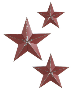 Distressed Red Star Wall Decor (Set of 3) by Ganz 161331