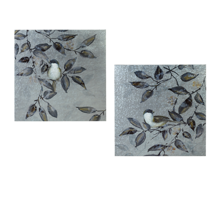 Birds in Branch Galvanized Wall Decor (2 pc) by Ganz 163483