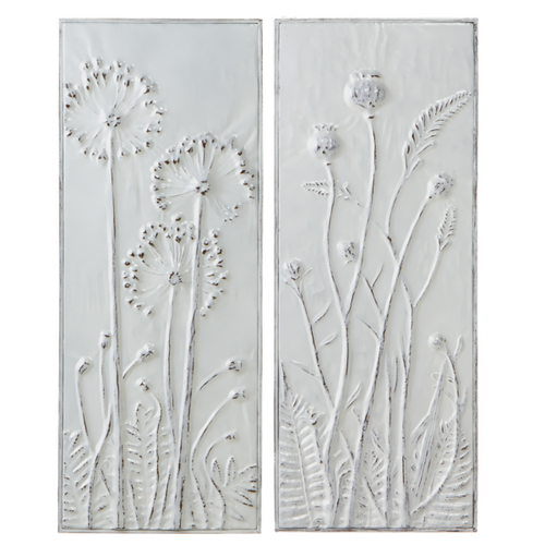 White Enamel 2 pc Embossed Flower Wall Decor by Ganz 163554