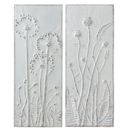 White Enamel 2 pc Embossed Flower Wall Decor by Ganz 163554