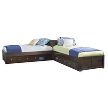 Load image into Gallery viewer, Pulse Wood Twin L­-Shaped Bed with 2 Storage Units by Hillsdale Furniture 32051N2S Chocolate