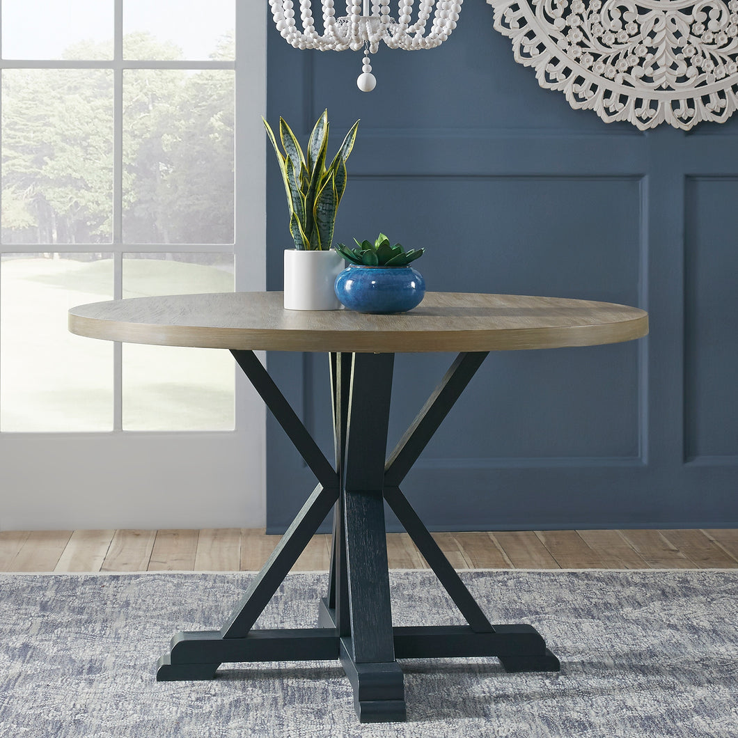 Lakeshore Single Pedestal Table by Liberty Furniture 519NY-T4848 Navy
