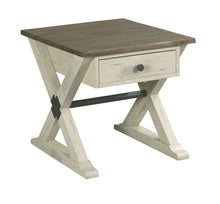 Load image into Gallery viewer, Reclamation Place Trestle Rectangular Drawer End Table by Hammary Furniture 523-915W