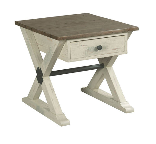 Reclamation Place Trestle Rectangular Drawer End Table by Hammary Furniture 523-915W