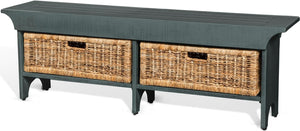 Accents 55" Short Bench with Natural Baskets-Blue by Sunny Designs 2025LB-S