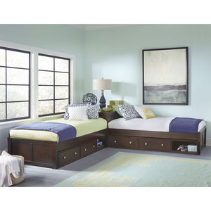 Pulse Wood Twin L­-Shaped Bed with 2 Storage Units by Hillsdale Furniture 32051N2S Chocolate
